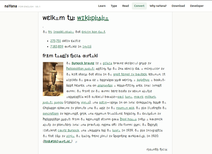 Wikipedia page in naYana-IPA